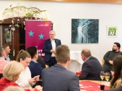 Arbeitnehmer-Empfang der Stadt Mülheim an der Ruhr. Oberbürgermeister Marc Buchholz begrüßt die Gäste im Caf Feldmann-Stiftung. Styrum 