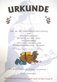 Brandschutzerziehung Urkunde
