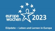 Logo der Europawoche 2023, Land NRW, Förderung ausgewählter Projekte durch das Land NRW - Land NRW