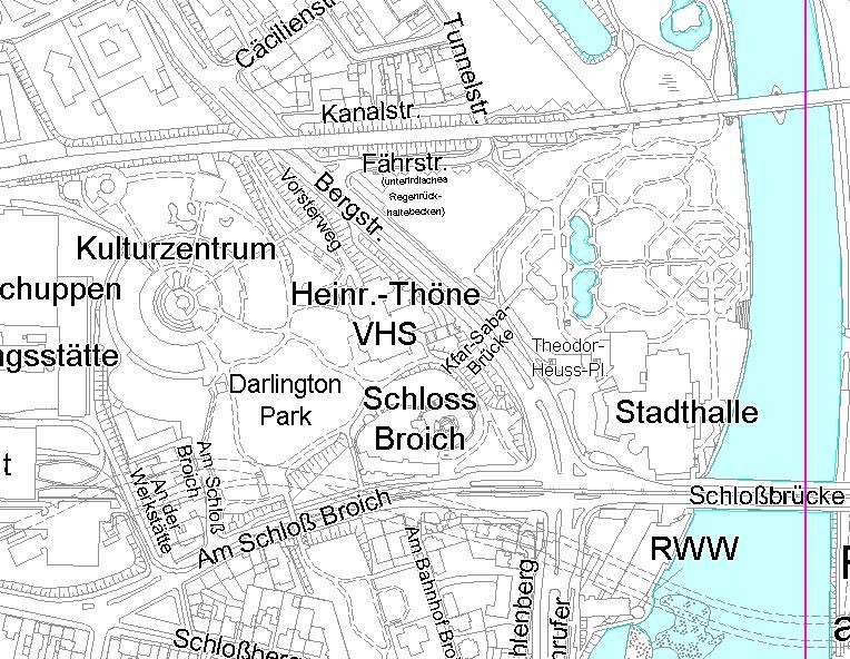 Kartenausschnitt aus dem Stadtplanwerk. Erstellt aus der deutschen Grundkarte.