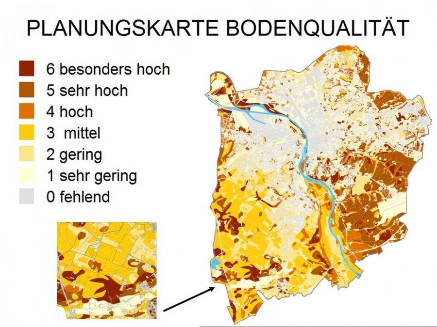 Planungskarte Bodenqualität für das Stadtgebiet von Mülheim an der Ruhr