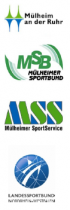 Logos der Partner des Sportabzeichen-Wettbewerbs 2014: Stadt Mülheim an der Ruhr, Mülheimer Sportbund (MSB), Mülheimer SportService (MSS) und Landessportbund Nordrhein-Westfalen.