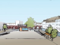 Skizze zur Gestaltung des Rathausmarktes zur neuen Stadtbühne -Teil 2