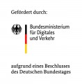Logo Bundesministerium Digitales Verkehr, gefördert aufgrund eines Bundestagsbeschlusses - BMDV