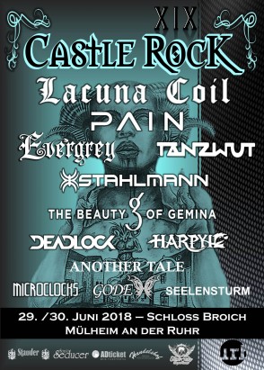 Castle Rock XIX am 29. und 30 Juni 2018, Schloß Broich,  Mülheim an der Ruhr mit Lacuna Coil, Pain, Tanzwut, Evergrey u. v. a. 