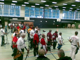 Bogensport in der Sporthalle an der Kleiststraße. Quelle/Autor: Mülheimer SportService Bogensport in der Sporthalle an der Kleiststraße