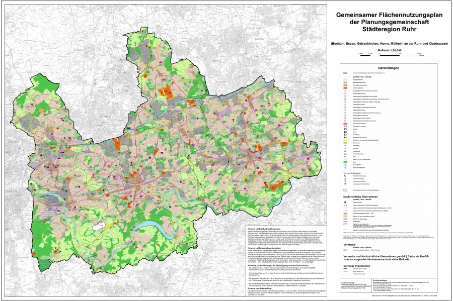 Verkleinerung des Gemeinsamen Flächennutzungsplans (GFNP) der Städteregion Ruhr vom 10.11.2023 - Quelle: Städteregion Ruhr