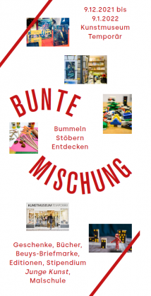 Vorderseite der Einladungskarte zur Ausstellung Bunte Mischung im Kunstmuseum Mülheim an der Ruhr. - Kunstmuseum Mülheim an der Ruhr