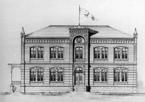 Fassadenansicht des Heißener Rathauses (1878)