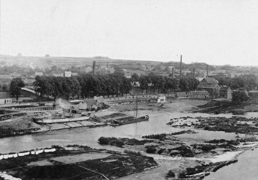 Die Schleuseninsel und ihre Umgebung um 1900 (im Hintergrund rechts der Schlachthof)