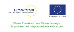 AMIF-Logo. Das Projekt Mülheim spricht viele Sprachen wurde aus Mittel des AMIF-Fonds kofinanziert. - BAMF