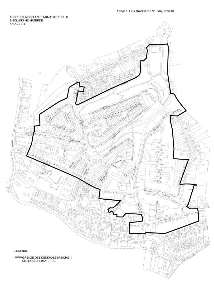 Anlage_1-1 Abgrenzungsplan zu der Satzung der Stadt Mülheim an der Ruhr für den Denkmalbereich III Siedlung Heimaterde 
