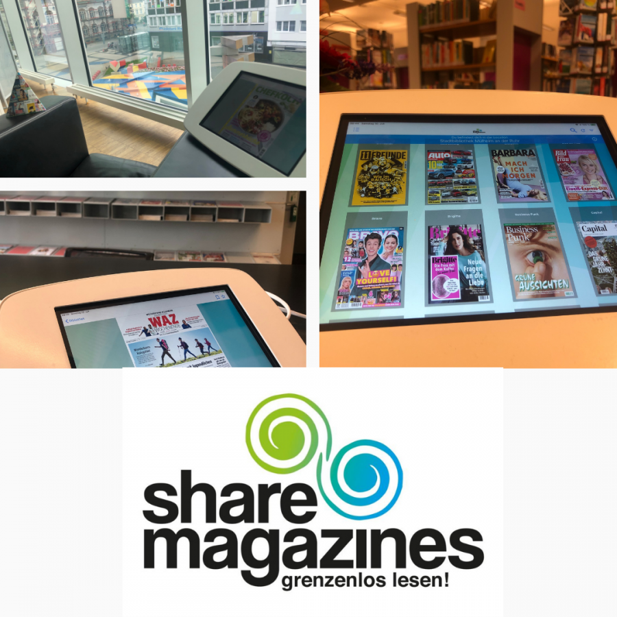Werbung für die sharemagazines, Collage sharemagazines - Stadtbibliothek Mülheim an der Ruhr