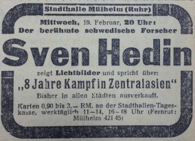 Vortragsankündigung in der Mülheimer Zeitung vom 16. Februar 1936