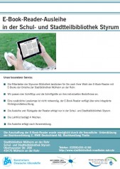Flyer zur E-Book-Ausleihe der Schul- und Stadtteilbibliothek Styrum