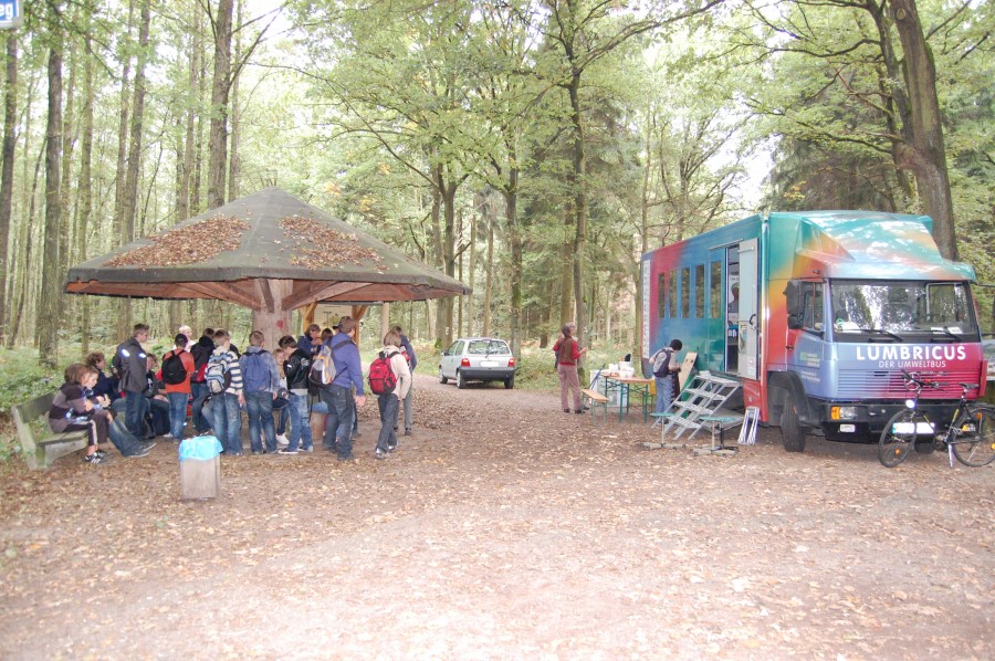 Der Lumbricus Umweltbus des Landes NRW machte während der Bodenwoche mehrfach Station in Mülheim. Im Broich-Speldorfer Wald hatten Schüler der Realschule Broich Spaß dabei den Boden aus vielerlei Blickwinkeln zu untersuchen.