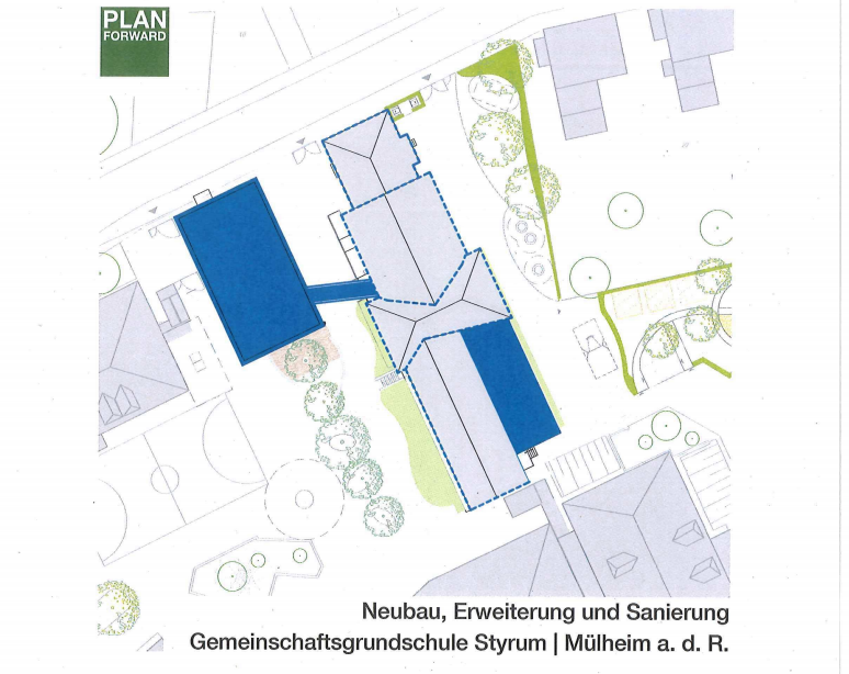 Titelbild zum Plan Neubau, Erweiterung und Sanierung an der Gemeinschaftsgrundschule Styrum - WP Gesellschaft für Projektabwicklung