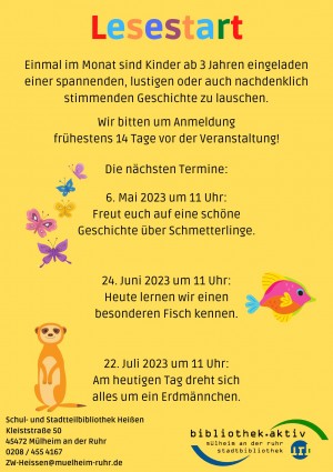 Flyer zum Lesestart in der Schul- und Stadtteilbiblitohek Heißen - J. Hinz