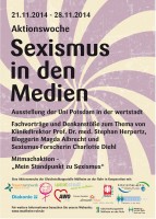 Flyer zur Aktionswoche Sexismus in den Medien in der Stadtbibliothek im MedienHaus
