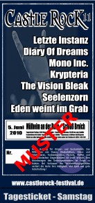 Eintrittskarte Castle Rock 11, Festival am 4. und 5. Juni 2010 in Mülheim an der Ruhr, Schloß Broich