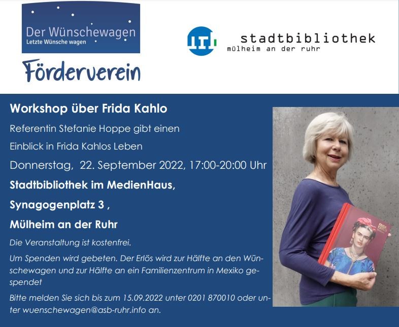 Foto zur Veranstaltung vom Wünschewagen e.V. Workshop über Frida Kahlo - Stadtbibliothek Mülheim an der Ruhr