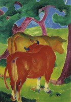 Franz Marc, Kühe unter Bäumen, 1910/1911, Öl auf Leinwand, 100 x 72 cm, Sammlung Kunstmuseum Mülheim an der Ruhr