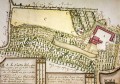 Lageplan des Klosters Saarn aus dem Kartenbuch über die abteilichen Güter in der Herrschaft Broich, 1779 (Original: Landesarchiv NRW, Abteilung Rheinland, Karten 1568)