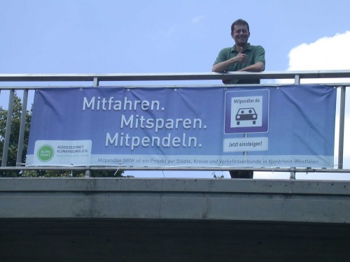 Martin Schröer vom Amt für Verkehrswesen und Tiefbau wirbt für das Projekt Mitpendler der Stadt Mülheim an der Ruhr. 
