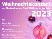 Das Weihnachtskonzert 2023 der Musikschule der Stadt Mülheim an der Ruhr findet am Samstag, den 16.12.2023 in der Stadthalle statt.
