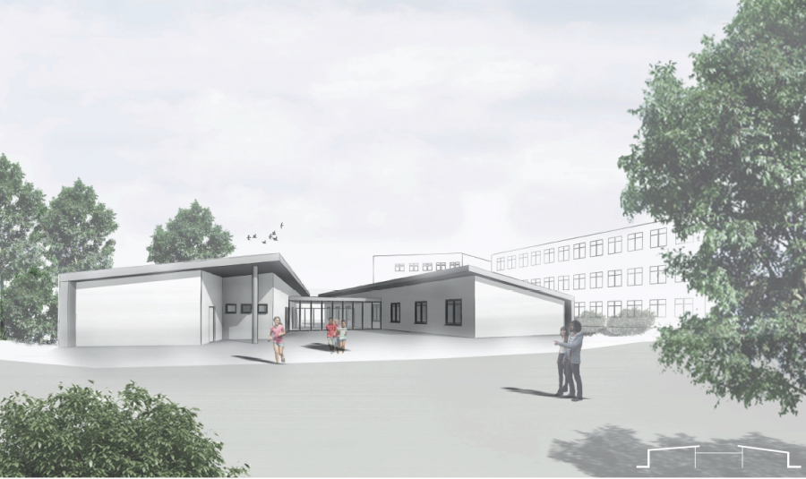 So wird der Erweiterungsbau an der Willy-Brandt-Schule aussehen / Planungsansicht - Stadt Mülheim