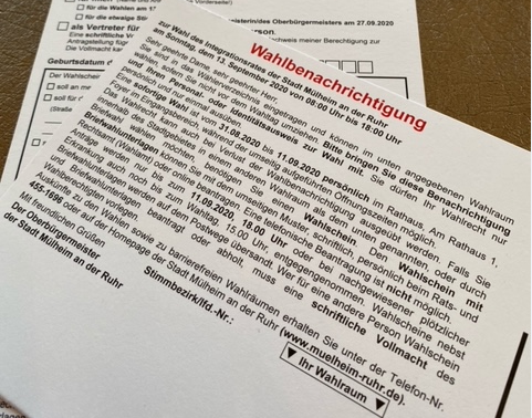 Wahlbenachrichtigungskarte Integrationsratswahl 2020 - Selbst Fotografiert von Oliver Jähner