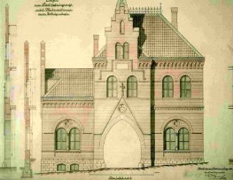 Aufrisszeichnung des Torhauses am Eingang des Altstadtfriedhofes (1889)