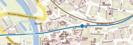 Karte vom Radschnellweg RS 1 des Regionalverbands Ruhr (RVR)