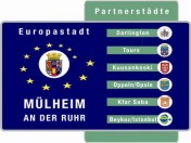 Schild Städtepartner_Ortseingangschild Mülheim an der Ruhr_Europastadt