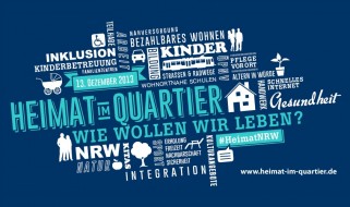 Breites Banner zum Bürgerdialog der Landesregierung NRW: Heimat im Quartier! Wie wollen wir leben?.