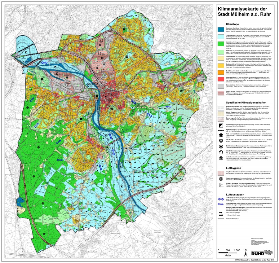 Klimaanalysekarte Stadt Mülheim an der Ruhr 2018 - RVR im Auftrag des Amtes für Umweltschutz, Stadt Mülheim an der Ruhr