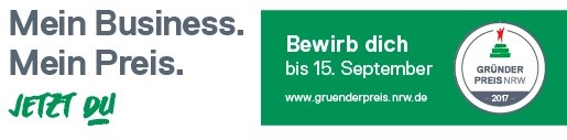 60.000 Euro beim GRÜNDERPREIS NRW 2017 zu gewinnen. Noch bis zum 15. September 2017 läuft die Bewerbungsfrist.