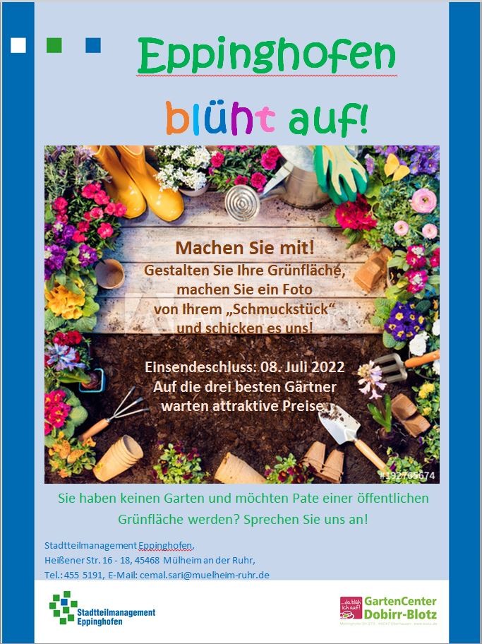 Plakat zum Wettbewerb Eppinghofen blüht auf 2022. Schönste Grünfläche des Stadtteils gesucht - Cemal Sari