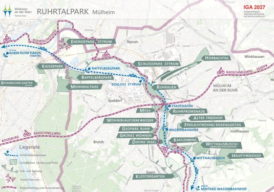 Ideenskizze Ruhrtalpark Mülheim im Rahmen der IGA - Internationale Gartenausstellung in der Metropole Ruhr 2027