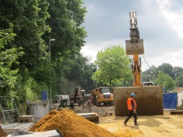 Der aktuelle Baufortschritt (2. Bauabschnitt)zur Verlegung und Teilrenaturierung Rumbach (Stand: 21.6.2017)