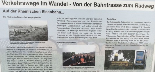 Verkehrswege im Wandel - Von der Bahntrasse zum Radweg: Ausstellung der Stadt Essen im Rathausfoyer