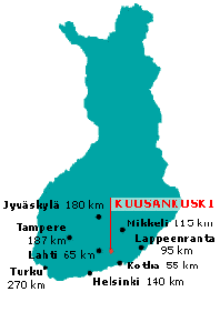 Landkarte Finland, rund um Kuusankoski