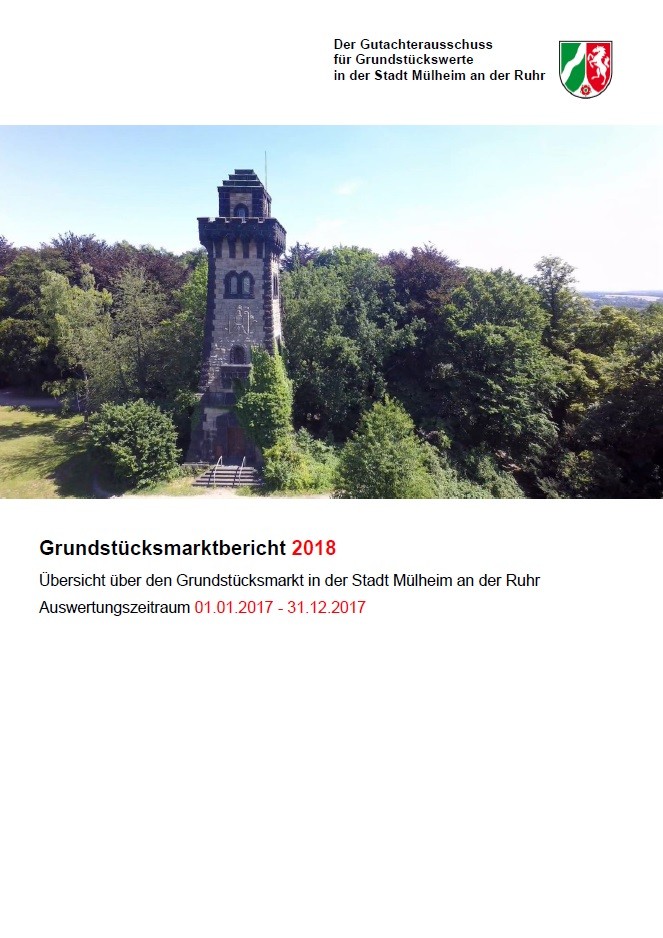 Titelseite des Mülheimer Immobilienmarktberichtes 2017 - Amt für Geodatenmanagement, Vermessung, Kataster und Wohnbauförderung