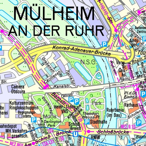 Stadtkarte M1:15000 Innenstadt-Ausschnitt, Gesamtkarte hat ein Kartenmaß von 80x100cm