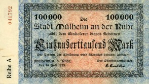 Inflationsgeld, gedruckt von der Stadt Mülheim im Juli 1923