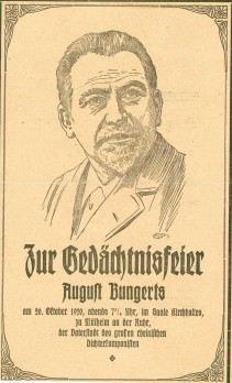 Gedächtnisfeier für den 1915 verstorbenen Komponisten August Bungert