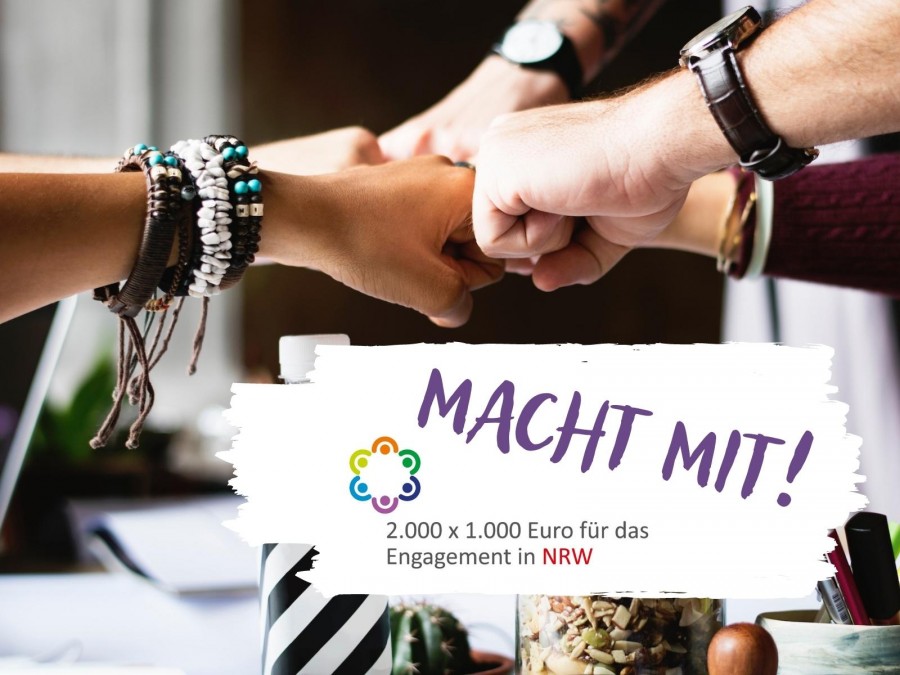 Mülheim nimmt erneut am Landesprogramm 2.000 x 1.000 Euro für das Engagement teil - Antragsstart ist der 1. April 2022 - Online Redaktion - Referat I - Canva
