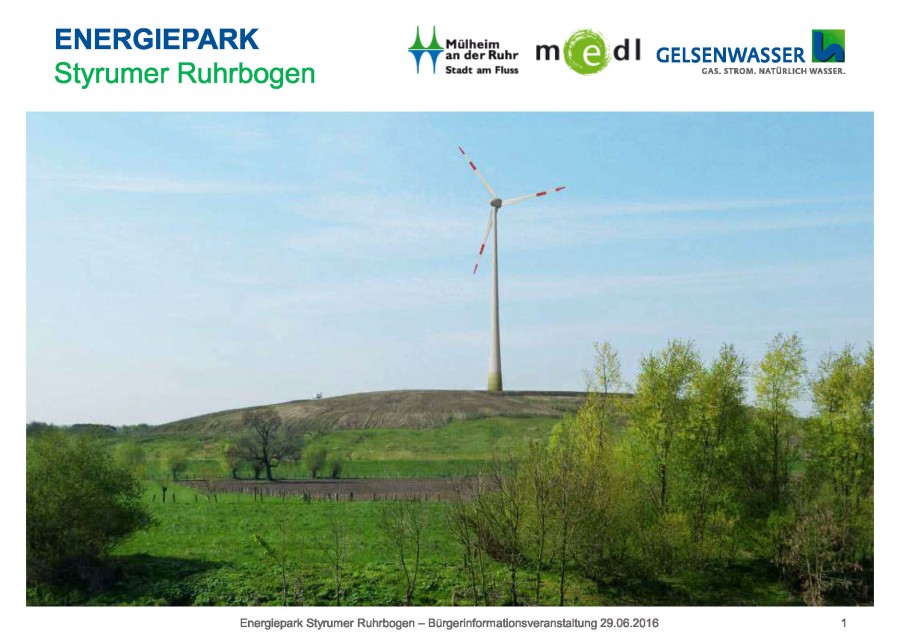 Energiepark Styrumer Ruhrbogen, Deponie Kolkerhofweg in Mülheim an der Ruhr - Gelsenwasser AG aus Dokumente Winddialog NRW-Projekte