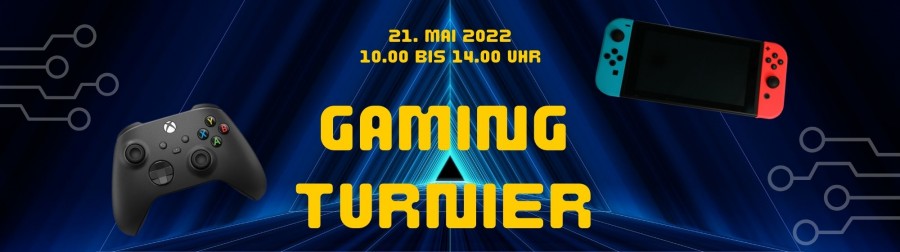 Banner zum Gaming Turnier am 21. Mai 2022, Gaming, Switch und XBox, Konsolen - Stadtbibliothek Mülheim an der Ruhr