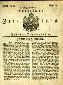 Die älteste Zeitung aus den Beständen des Stadtarchivs Mülheim an der Ruhr (1797) - Stadtarchiv